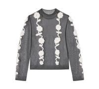 Ganni - Flower Crochet Turtleneck - - Knitwear - Donna - Nero - XS