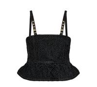 Ganni - Fluffy Denim Strap Top - - Tops - Donna - Nero - M