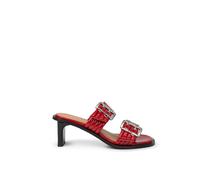 Ganni Red Leather Stiletto Heel Sandals - EU40/US10