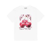 Ganni - T-shirt con Stampa Grafica e Collo Rotondo - - Tops - Donna - Bianco - S