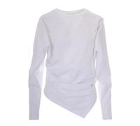 Ganni - Top a Maniche Lunghe con Effetto Ruched in Misto Cotone - - Tops - Donna - Bianco - XS