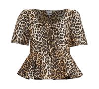 Ganni - Top con stampa animalier - - Blouses & Shirts - Donna - Marrone - S