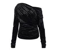 Ganni - Velvet Draped Top - - Blouses & Shirts - Donna - Nero - M