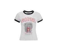 Ganni White Cotton T-Shirt - S