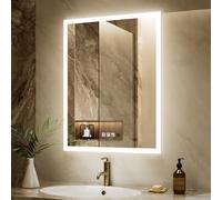 GANPE Specchio da bagno a LED con sensore di movimento, con Bluetooth, illuminato, dimmerabile, per trucco, a parete, anti appannamento, IP44, impermeabile, verticale e orizzontale (80_x_100_cm)