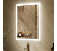GANPE Specchio da bagno a LED con sensore di movimento, con Bluetooth, illuminato, dimmerabile, per trucco, a parete, anti appannamento, IP44, impermeabile, verticale e orizzontale (50_x_70_cm)