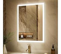 GANPE Specchio da bagno a LED con sensore di movimento, con Bluetooth, illuminato, dimmerabile, per trucco, a parete, anti appannamento, IP44, impermeabile, verticale e orizzontale (60_x_80_cm)