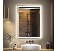 GANPE Specchio da bagno a LED, specchio da trucco, montaggio a parete, 6500 K, LED ad alto lumen, anti nebbia, IP44 impermeabile+verticale e orizzontale (60_x_80_cm)