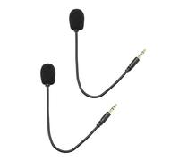 GANPUB 2 pezzi microfono per cuffie con spina da 3,5 mm, microfono nero regolabile a 360 gradi con jack pieghevole per cuffie Z5a5 combinato, microfono da gioco da 3,5 mm a microfono accessori per