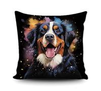 Ganshan Bi Divertente Bernese Bovaro Cuscino Decorativo Pittura Colorata Cane Cucciolo Arte Federa Decorativa per Letto Divano Divano Amante dei Cani Regalo 45 x 45 pollici Tela double face, Stile 3