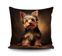 Ganshan Bi Simpatico Yorkshire Terrier Dog Federa per Cuscino con Cane Cucciolo Animale Decorazione artistica Federa per Divano Letto Divano Amore Cane Regalo 50 x 50 cm Tela Doppio Lato Stile 3
