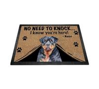 Ganshan Bi Zerbino personalizzato ad acquerello con cane Rottweiler tappetino di benvenuto non c'è bisogno di battere, so che sei qui regalo per gli amanti dei cani 35,4" x 23,6"