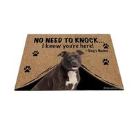 Ganshan Bi Zerbino personalizzato con divertente cane Pitbull tappetino di benvenuto senza bisogno di bussare, so che sei qui regalo per gli amanti dei cani 27,5 "x 17,7", stile 9