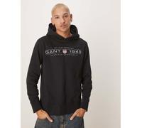 GANT - 1949 - Felpa con cappuccio nera con logo a stemma-Nero 46