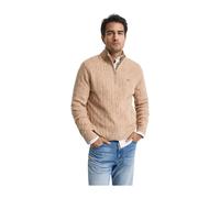 Gant - Beige Lambswool Cable Half Zip Sweater - - Knitwear - Uomo - Beige - L