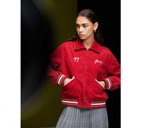 GANT - Bomber rosso in velluto a coste stile college con logo S