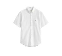 GANT - Camicia in cotone e lino bianca a maniche corte con logo a scudo-Bianco 46