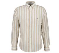GANT Camicia Da Uomo - Camicia A Strisce In Cotone E Lino, Mix Di Lino E Cotone