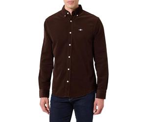 GANT Camicia da Uomo in Velluto a Coste, Blu Evening, Marrone, M