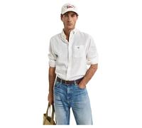 Gant Camicia da Uomo Reg Cotton Linen, Bianco, L