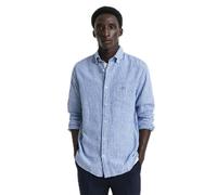 GANT Camicia da Uomo Reg Cotton Linen Stripe, Rich Blue, L