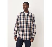 GANT - Camicia giacca in twill pesante a quadri blu navy 50