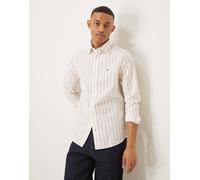 GANT - Camicia Oxford rossa e bianca a righe slim fit con logo dello scuro-Rosso 46