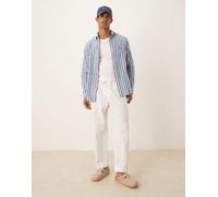 GANT - Camicia regular fit in misto cotone e lino a righe blu 56