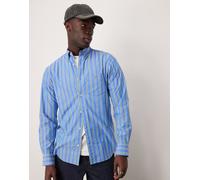 GANT - Camicia regular fit in popeline blu a righe con logo 50