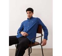 GANT - Camicia vestibilità classica in seersucker blu navy indaco con logo a scudo 50