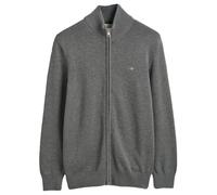 GANT Cardigan da Uomo Casual in Cotone con Zip, Grigio Scuro mélange, XL