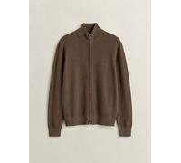 Gant Cardigan GANT con motivo a spina di pesce e chiusura a zip medium Marrone
