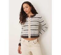 GANT - Cardigan mini marrone a righe multicolore con bottoni 50