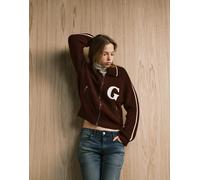 GANT - Cardigan stile college color prugna con zip e logo a G-Rosso M