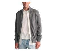 GANT Casual Cotton Zip Cardigan Pullover, Grigio Scuro mélange, L Uomo