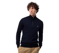 GANT - Cotton Cable Half Zip Blu - Abbigliamento L Blu