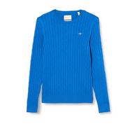 GANT Cavo in Cotone Elasticizzato con Scollo a V Pullover, Blu Mare, L Donna