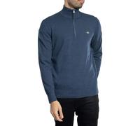 GANT Classic Cotton Halfzip Maglione, Blu Jeans Scuro mélange, XXXL Uomo