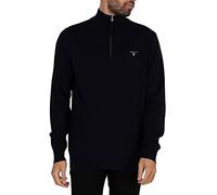 GANT Uomo Maglia classica in cotone con mezza zip, Blu