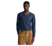 GANT Classico Cotone Scollo a V Maglione, Blu Jeans Scuro mélange, XXXXL Uomo
