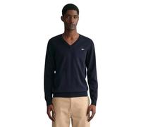 GANT Collo a V in Cotone Classico Maglione, Blu-Evening Blue, XS Uomo