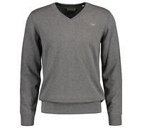 GANT Collo a V in Cotone Classico Maglione, Grigio Scuro mélange, L Uomo