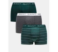 GANT - Confezione da 3 paia di boxer aderenti a righe verdi e grigi con elastico in vita con logo-Grigio S