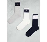 GANT - Confezione da 3 paia di calzini bianchi, grigi e blu navy con logo a scudo-Bianco 43-45