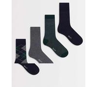 GANT - Confezione da 4 paia di calzini blu navy a losanghe e a righe 43-45