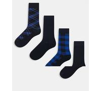 GANT - Confezione da 4 paia di calzini blu navy a quadri e a righe 40-42