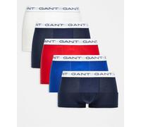 GANT - Confezione da 5 paia di boxer aderenti con elastico in vita con logo colore blu navy, rosso e bianco S