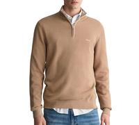 GANT Cotone piqué Mezza Zip Maglione, Cachi, M Uomo