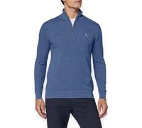 GANT Cotone piqué Mezza Zip Maglione, Denim Blue Mel, XXL Uomo
