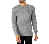 GANT Cotton Cable C-Neck, Maglione Uomo, Grey Melange, S